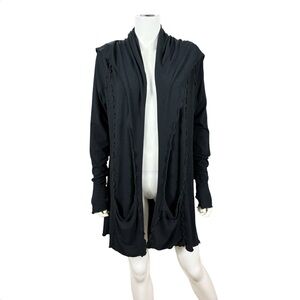 Angelrox Black Gray Striped Cardigan Jacket